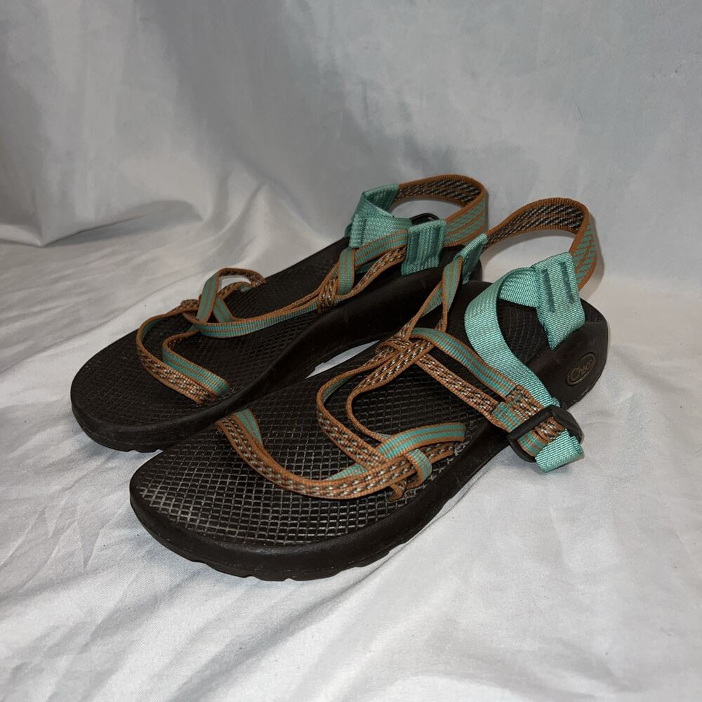 Women’s Chaco Blue Orange Brown Sandals 9 M / 40